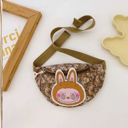 Cartoon Dachshund Pattern Waist Bag Large Capacity Crossbody Pack Purse Casual Outdoor Shoulder Chest