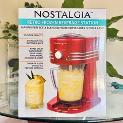 Nostalgia Retro Frozen Beverage Station Slushie Machine Ice Shaver Maker 40oz Red