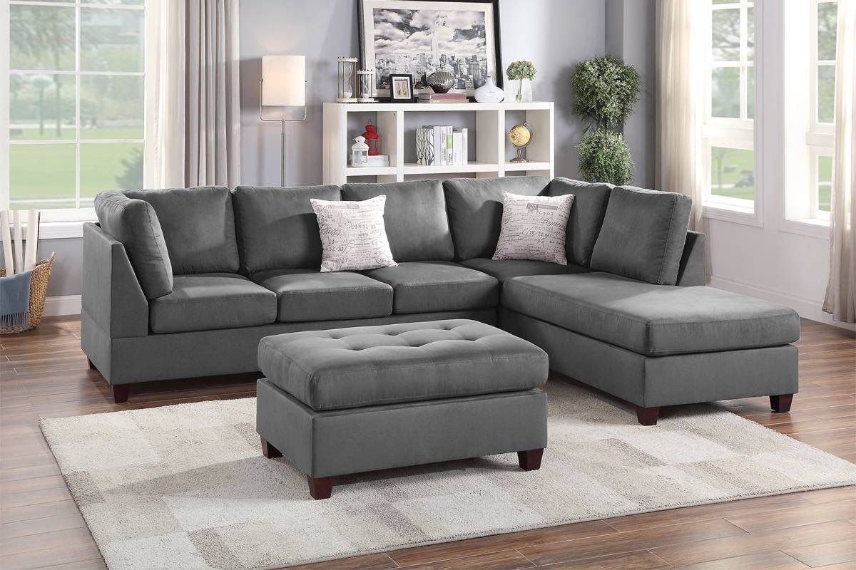 Gray Sectional Sofa With Ottoman (Free Delivery)