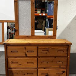 Wooden dresser with mirror/cork combo