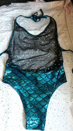 Blue-black mermaid bodysuit