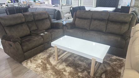 Crazy Special Now🇺🇸Beautiful Brown Sofa&Loveseat 4x Recliners On Sale $999