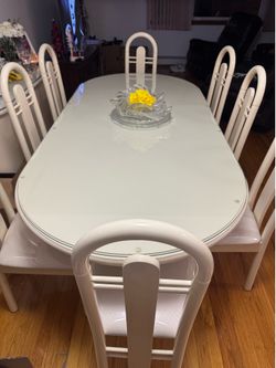 Italian lacquer oval dining table set for8 with Sideboard  buffet cabinet