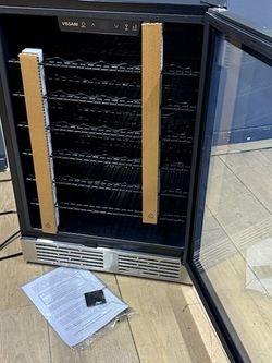 Vissani 23.4 in. Single Zone 54-Bottle / 164-Can Freestanding Wine and Beverage Cooler Reversible Doors in Stainless Steel