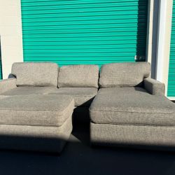 Gray L Sectional Sofa with Ottoman - Delivery Available!
