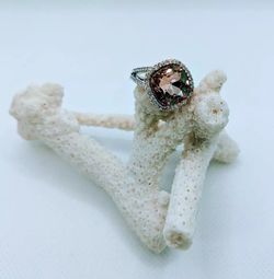 Sterling Silver Solitaire Ring Women's Jewelry Two-Tone Rose Gold Size 6