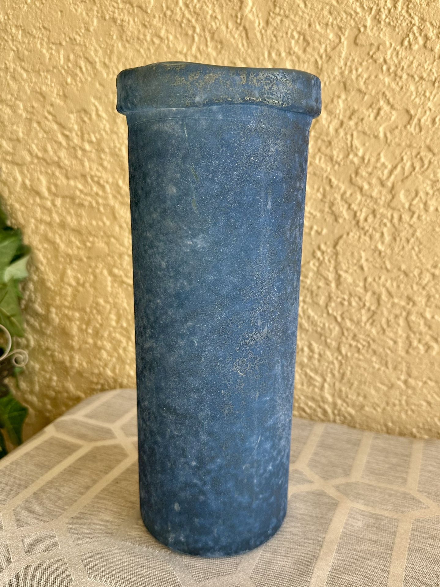 Frosted Blue Glass Vase