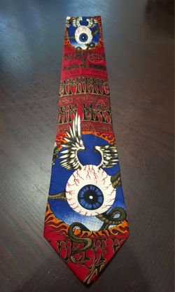 VTG 90s Bill Graham Hendrix Flying Eyeball No 105 Silk Tie Rick Griffin Fillmore