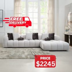 Ivory White Sectional Sofa 145” - Free Delivery ✅ Modern White Sectional Sofa L Shape 