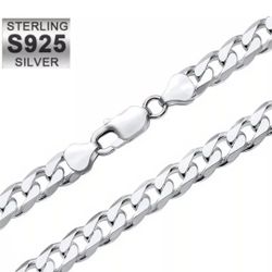 24" Solid .925 Sterling Silver Cuban Link Necklace [8mm thick] Men's Jewelry 
