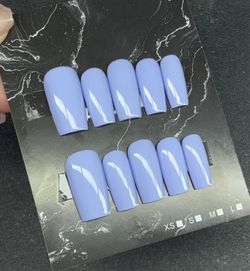 Medium square press on nails handmade custom periwinkle gel