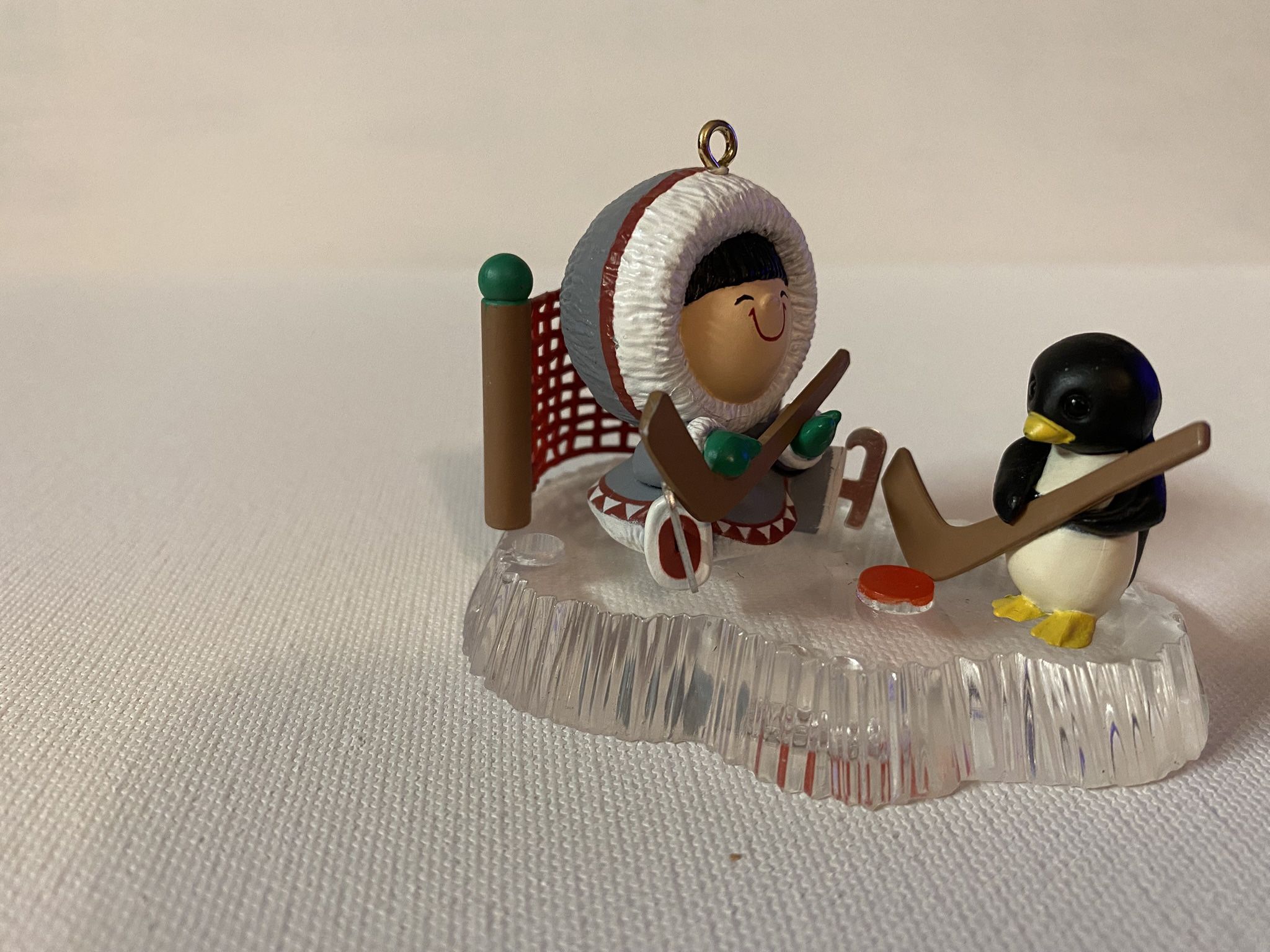 Vintage Hallmark Keepsake Ornament  Frosty Friends Eskimo Penguin Hockey 1991