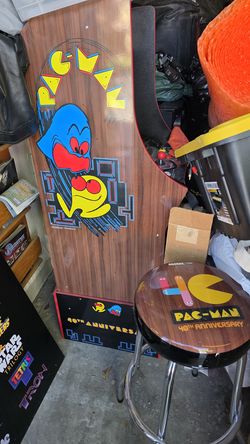 Pac-Man 40th Anniversary arcade cabinet w/ matching stool