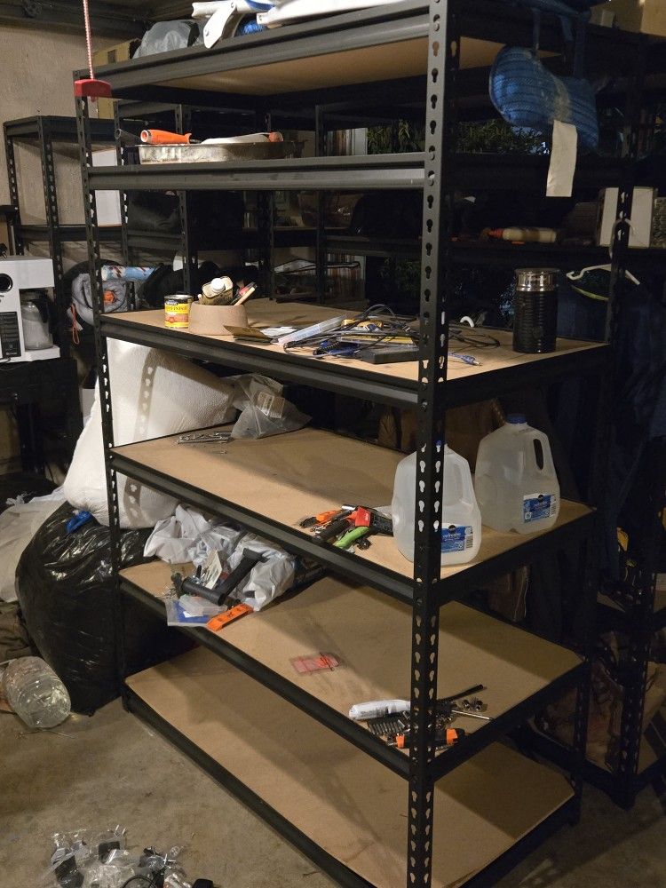 WORKPRO 48-Inch 5-Tier Freestanding Shelf with Particle Board Shelves, 4000 lb. Capacity