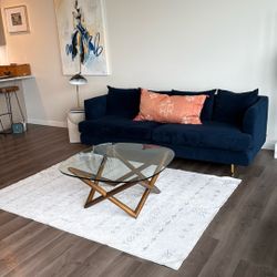 Modern Blue Velvet Couch Eco Friendly (Sabai)