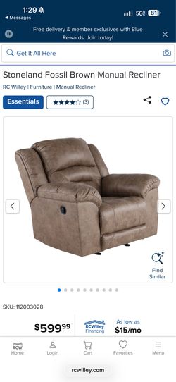 Stoneland Fossil Brown Manual Recliner
