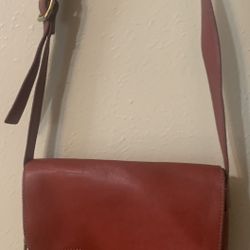 Fossil Brick Red Leather Shoulder Bag Purse 