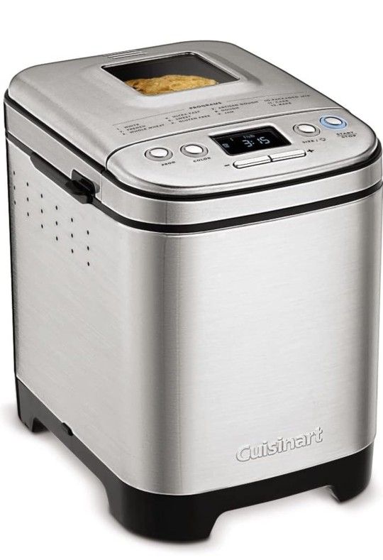 Cuisinart Bread Maker Machine, Stainless Steel Automatic Bread Machine with 12 Menu Options, 3 Loaf Sizes up to 2 Lb., 3 Crust Colors, Removable Nonst