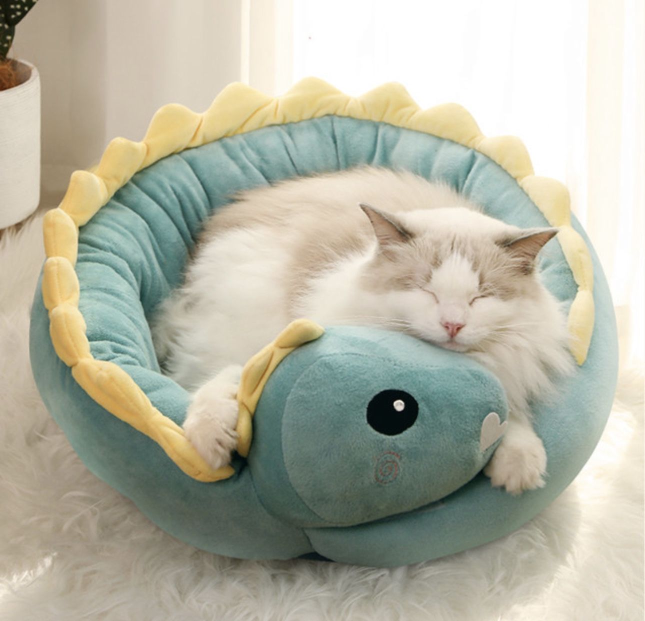 17 inch Cat Bed Dinosaur Pet House Warm Nest Sleeping Mat Soft Cave Pad Dog Puppy Basket