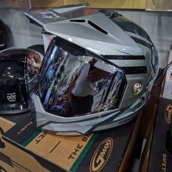 Motorcycle helmet brand new adventure style with chrome visor special summer deal 4th of July special weekend right now $150 size large