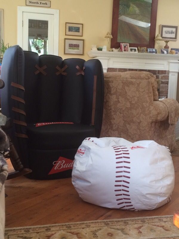 Baseball glove chair and baseball beanbag