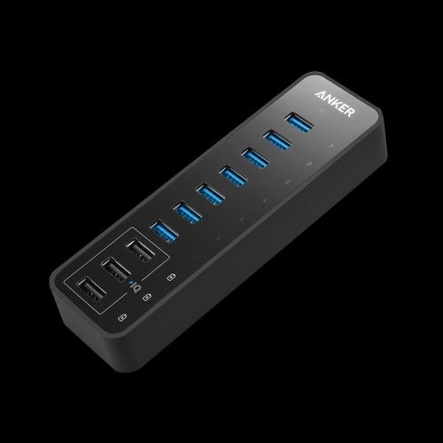 Anker USB Hub, USB 3.0 Hub, 10 Port 60W Data Hub, with 7 USB-3.0 Ports, 3 PowerIQ Charging Ports, Compatible with MacBook, iMac, Dell XPS, Surface Pro