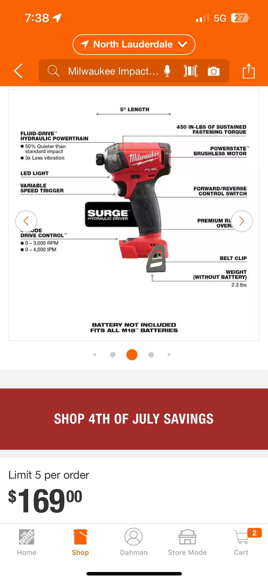 M18 HYDRAULIC DRIVER With BATTERY AND Charger