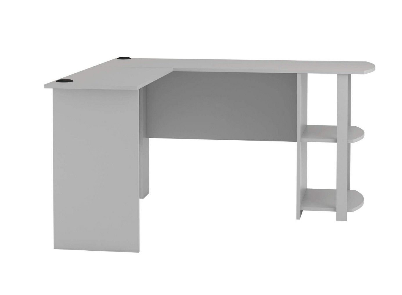 L-Shaped Desk with Bookshelves, Dove Grey