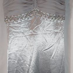 Patra Petite Size 6 Gray Silver Silver Long Gown Formal Dress Sleeveless