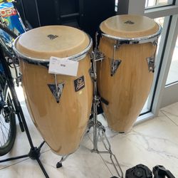 LP Congo Drums With Stand  Solid Maple Woods 