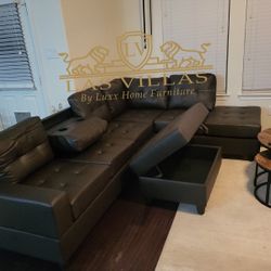 Brand New Furniture 1HEIGHTS - Reversible Sectional + Ottoman Set (Espresso)