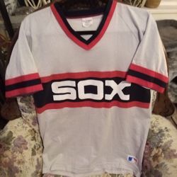 Vintage 1980s Sand Knit Brand Chicago White Sox Jersey LG 