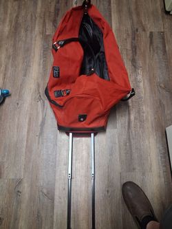 red luggage bag