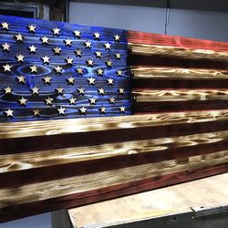 Handmade Torched American Or Irish Wood Flags