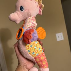 Fuzqq Baby Girl Toys 0-6 Months,Musical Stuffed Animal Plush Toy with Rattle,Soft Newborn Toy for 0 3 6 9 12 Months Girls,Baby Girl Gift,Pink