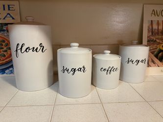 White Ceramic Kitchen Canister Set