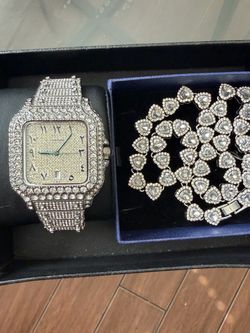Heart tennis chain & watch