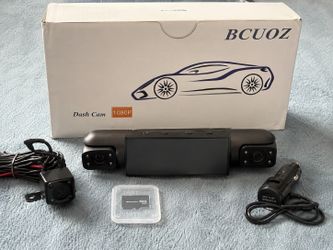 BCUOZ 1080P Dual Dash Camera with Rear Camera & 64GB Memory Card – $60
