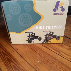 KRIDDO Tricycle for 2-5 Year Olds - Pink Toddler Trike With Gift for 24 Month to 4 Year Old Girls