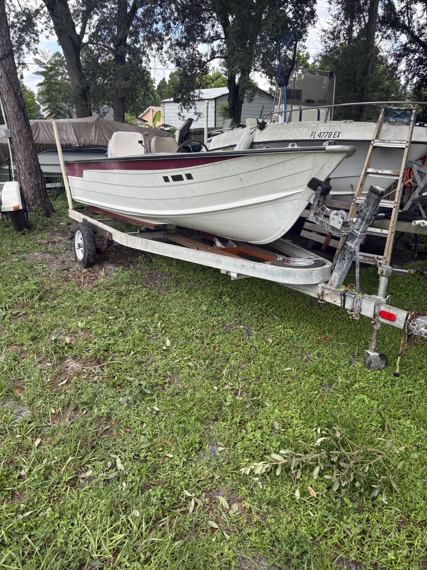 1965 16’ Aluminum Boat With Motor And Trailer 