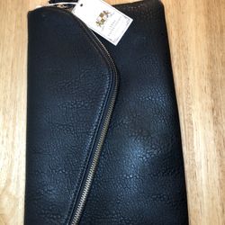 Urban Expressions Envelope Black Vegan Leather Flap Clutch