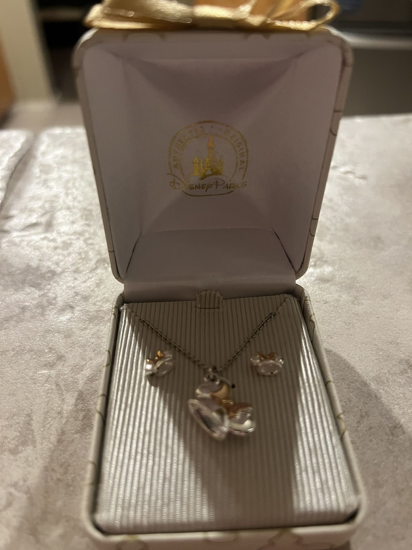 Disney Parks Mickey Ears Earrings and Necklace Set NEW