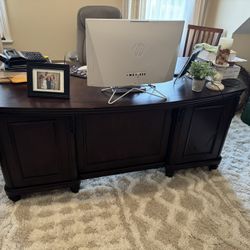 Executive Office Desk Plus Matching File Cabinet