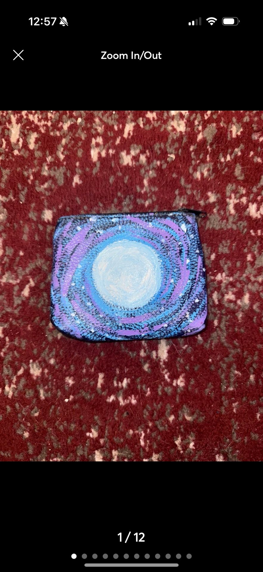 painted leather coin zipper pouch