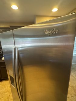 Whirpool side by side door, stainless steel refrigerator