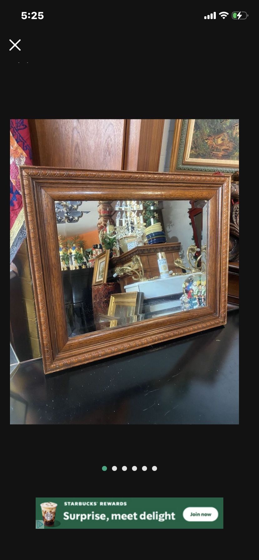 Antique Beautiful Solid Wood Mirror 25 X 21