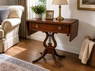 Vintage Drop Leaf Harp Claw Foot Table