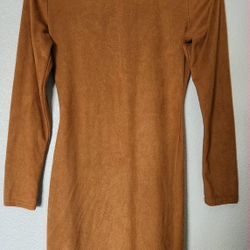 Womans Short Suede Brown Dress, Size S