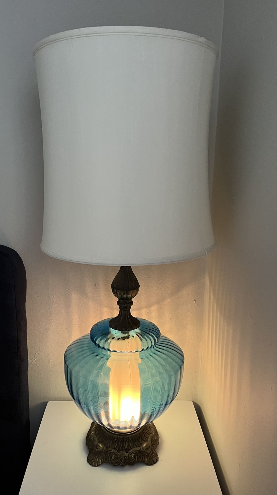 Blue Hollywood Regancy Style Lamp