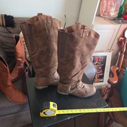 Mossimo Women's Kamari Tall Harness Buckle Boots - Cognac Brown, Size 81/2       